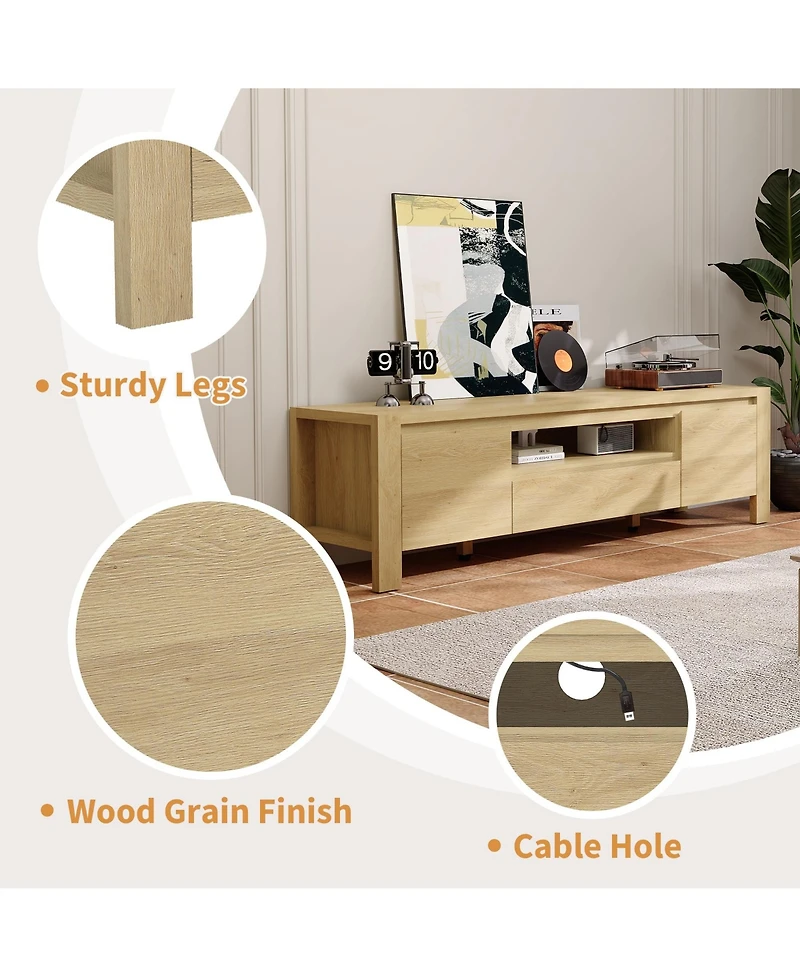 gaomon Tv Stand with Cabinet Doors, Entertainment Center with Adjustable Shelves