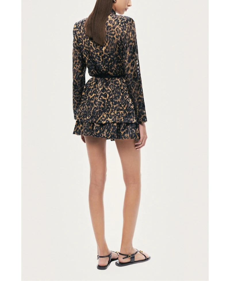 Nocturne Women's Printed Leopard Belted Jacket