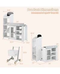 Slickblue Wooden Grocery Store Playset for Kids with Shopping Cart Toy