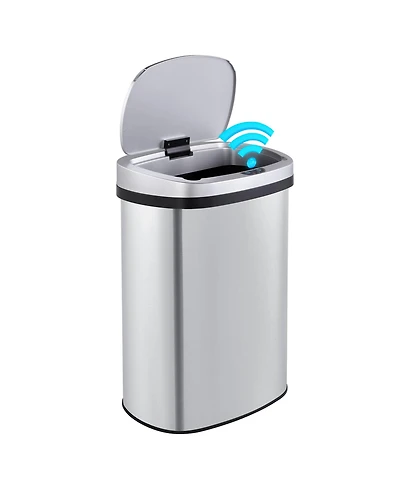 13 Gal./50 Liter Stainless Steel Oval Motion Sensor Trash Can for Kitchen