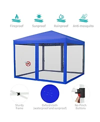 Homfan Pop-Up Canopy Tent with Bug Screen Mesh Sidewalls, Uv-Resistant Outdoor Sun Shade with 1-Minute Center Lock Setup and Roller Bag