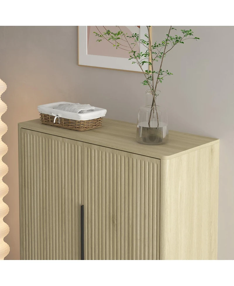 Streamdale Furniture Wooden Shoe Cabinet with Doors and Adjustable Shelves