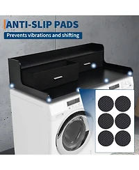 Homfan Space-Saving Laundry Countertop Shelf - 54'' Organizer Rack with 2 Storage Drawers, Edge Rails