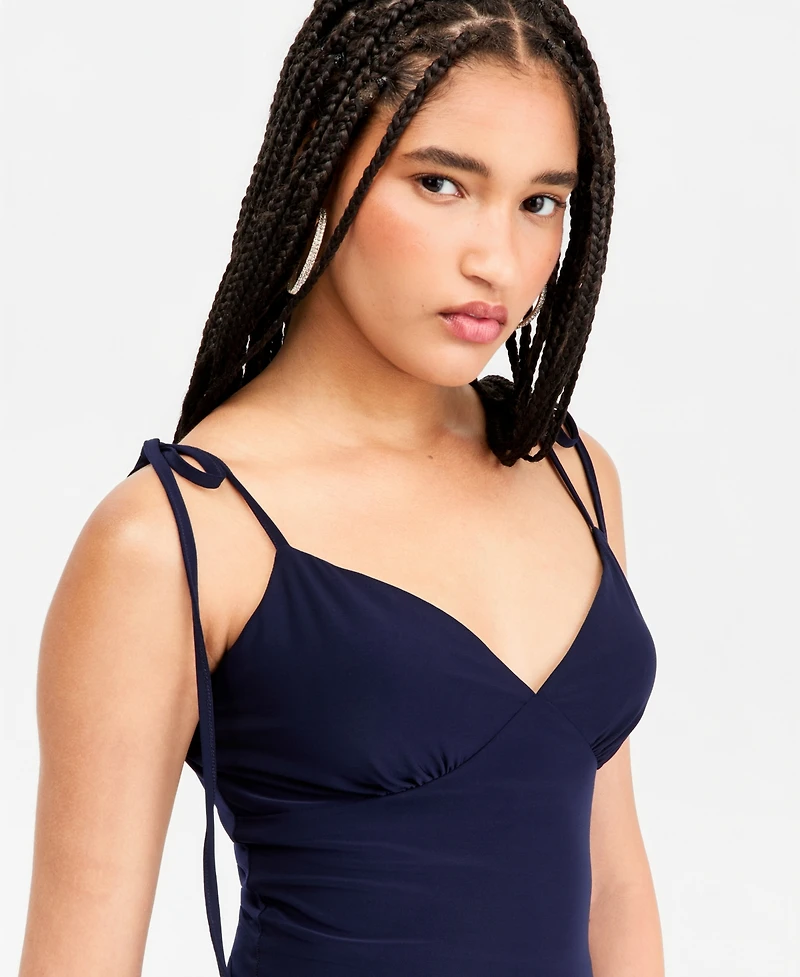 Jump Juniors' Shirred-Back Tie-Strap Long Dress