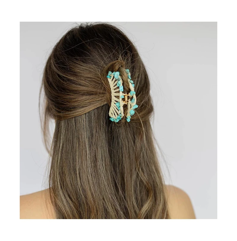 Headbands of Hope Women's Raffia Seashell Hair Claw Clip - Teal