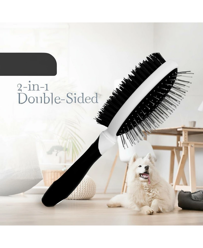 Aronkl Steel Pin & Nylon Bristle Pet Brush for Dogs & Cats