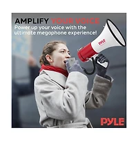 Pyle Megaphone Speaker with Talk & Siren Modes, Handheld Microphone, MP3,Usb Reader, Aux Input