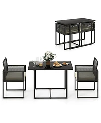 Costway 3PCS Patio Pe Wicker Furniture Set Cushioned Chairs with Folding Backrest Backyard