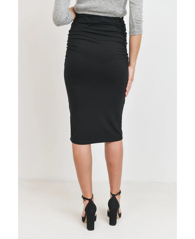 Hello Miz Maternity Ruched Slim Fit Knee-Length Skirt with Over-the-Belly Waist