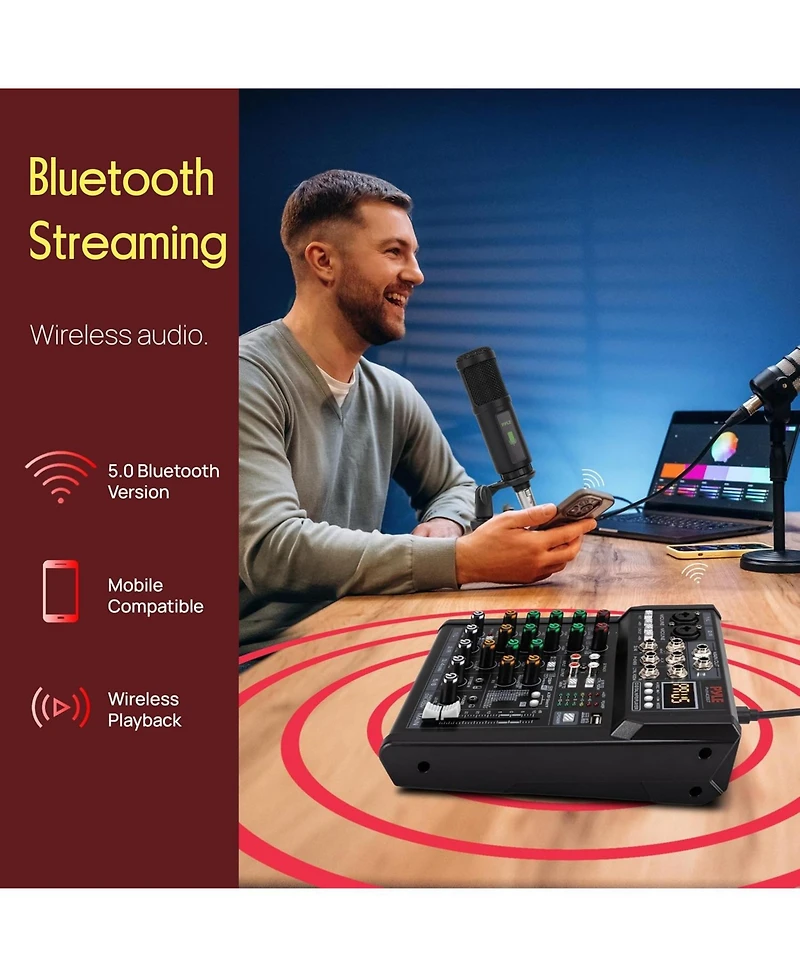 Pyle 6-Channel Bluetooth Studio Mixer with Dsp Effects