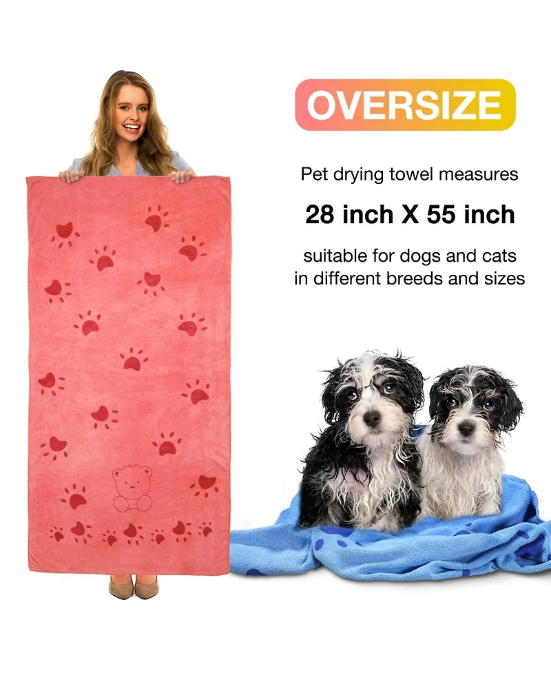Aronkl Paws Pattern Microfiber Pet Towel, 55" x 28"