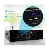 Pyle 500W Bluetooth Pa Public Address Amplifier Receiver - Compact Desktop Audio System
