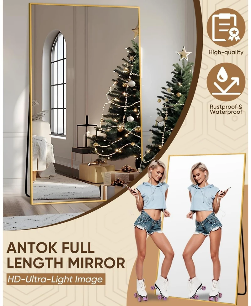 Antok Full Length Mirror 76"x34" Oversized Floor Mirror