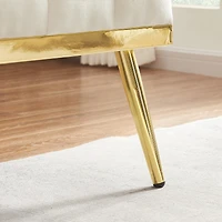 Streamdale Furniture Velvet Small Sofa with Gold Metal Legs