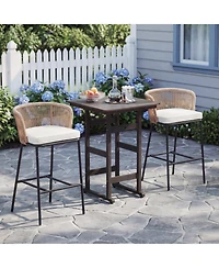 Gouun Set of 2 Bar-Height Woven Rope Patio Chairs with Cushions