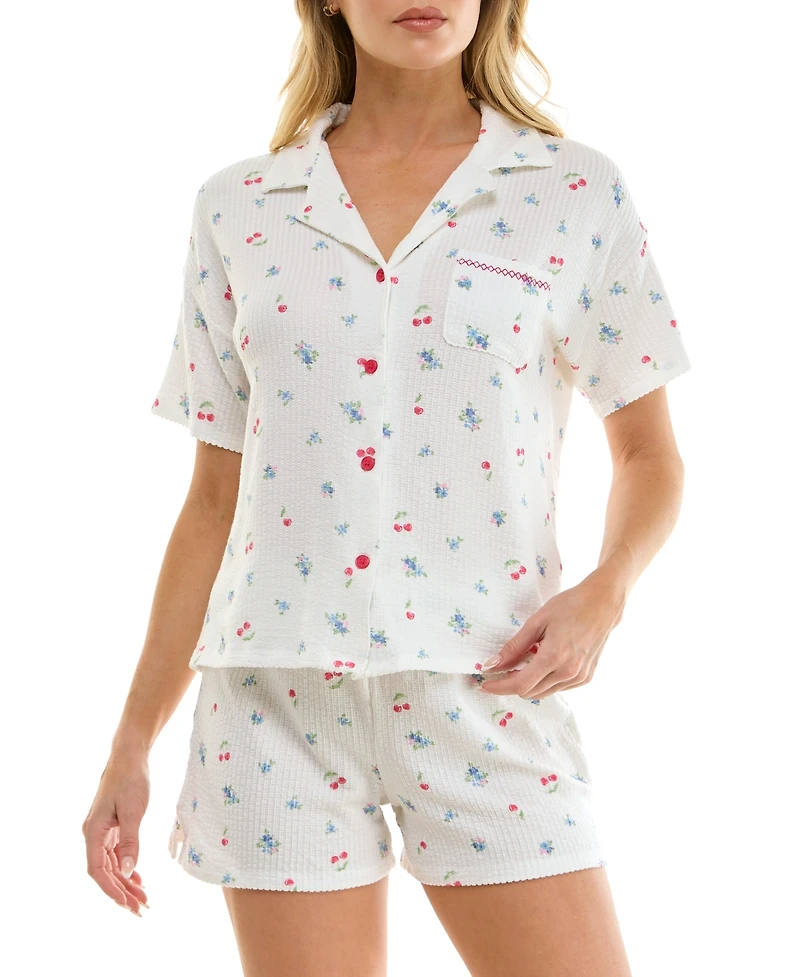 Roudelain Women's Short-Sleeve Top and Pull-On Shorts, 2Pc Set
