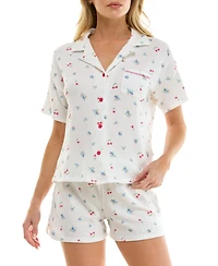 Roudelain Women's Short-Sleeve Top and Pull-On Shorts, 2Pc Set