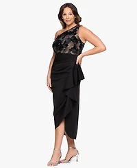 Betsy & Adam Plus One-Shoulder Sequin Midi Dress