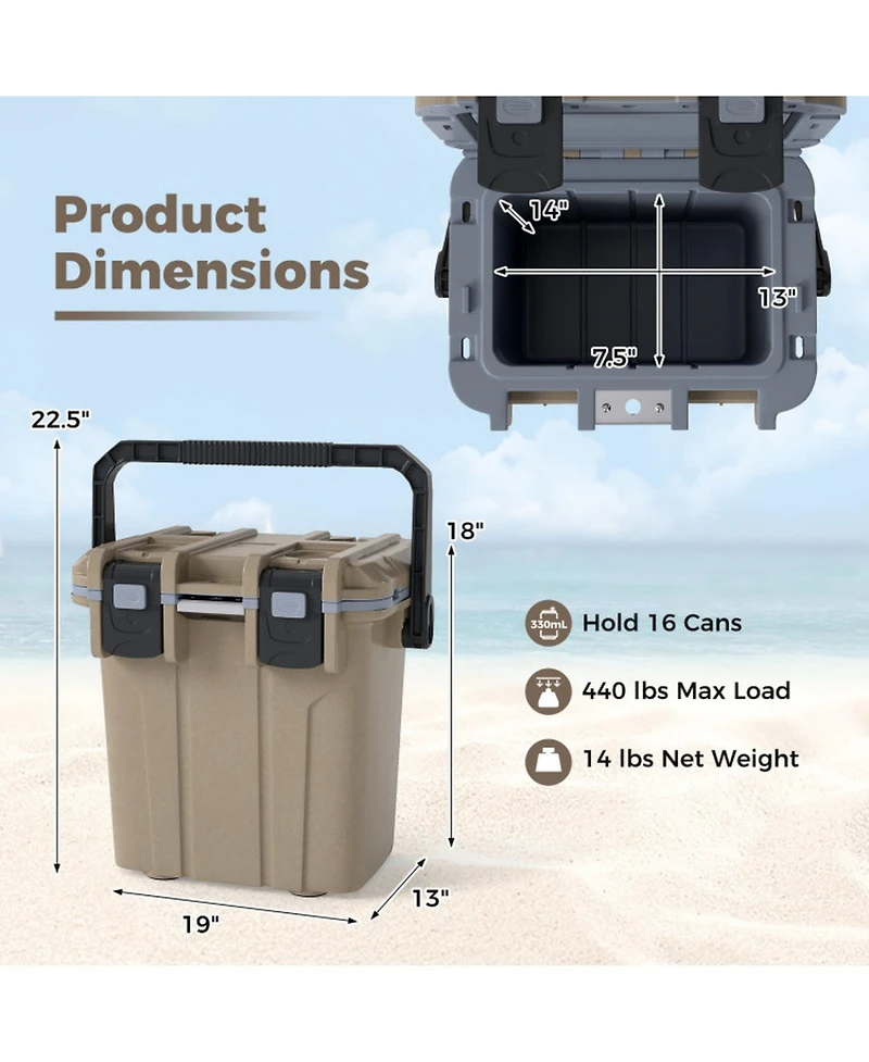 Gouun 21-Quart Injection Molded Hard Cooler with 5-Day Ice Retention