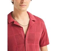 Nautica Men's Open-Stitch Classic-Fit Buttoned Polo Sweater