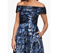 Xscape Women's Off-The-Shoulder Brocade Ball Gown