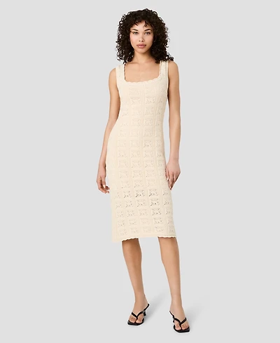 French Connection Women's Nellis Square Crochet Knit Midi Dress