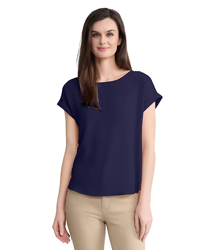 Jones New York Women's Short-Sleeve Button Detail Blouse