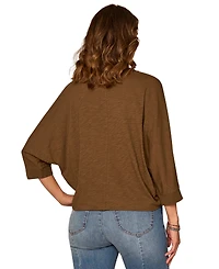 Democracy Petite Scoop Neck Embroidered Knit Top