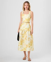 French Connection Womens Printed Cropped Top Printed Midi Skirt