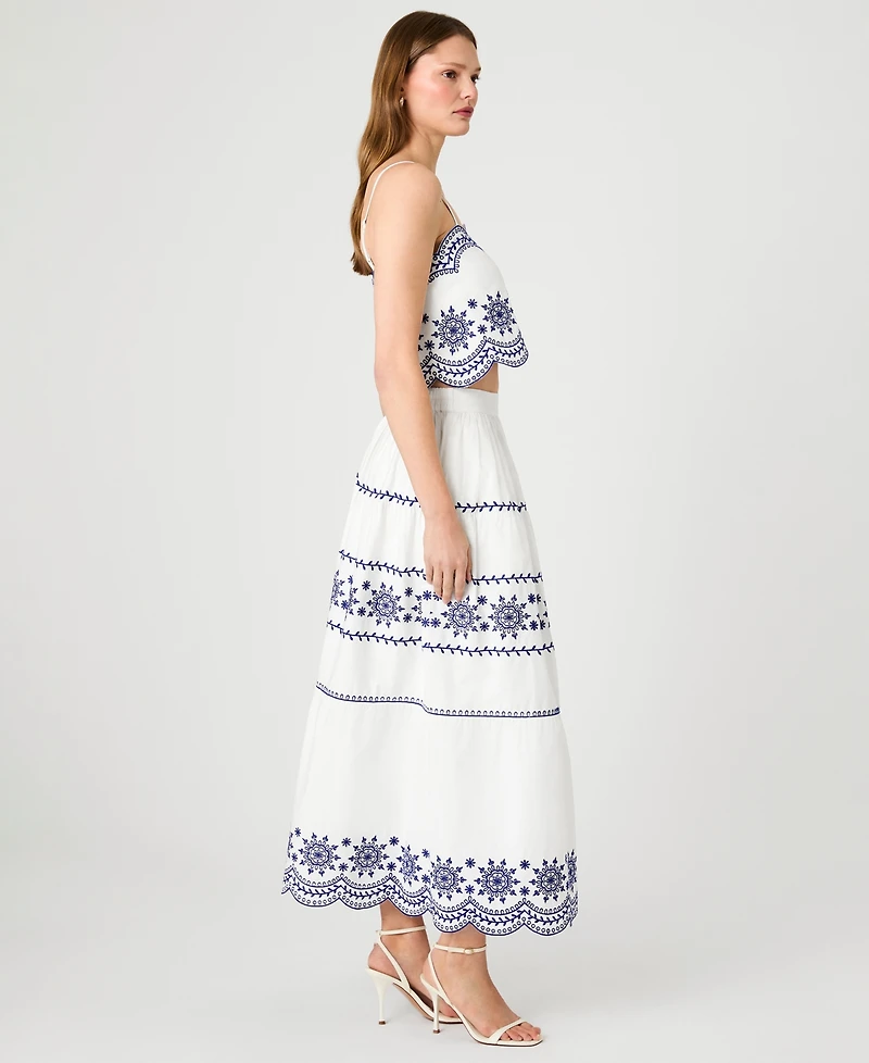 French Connection Women's Embroidered Midi Skirt