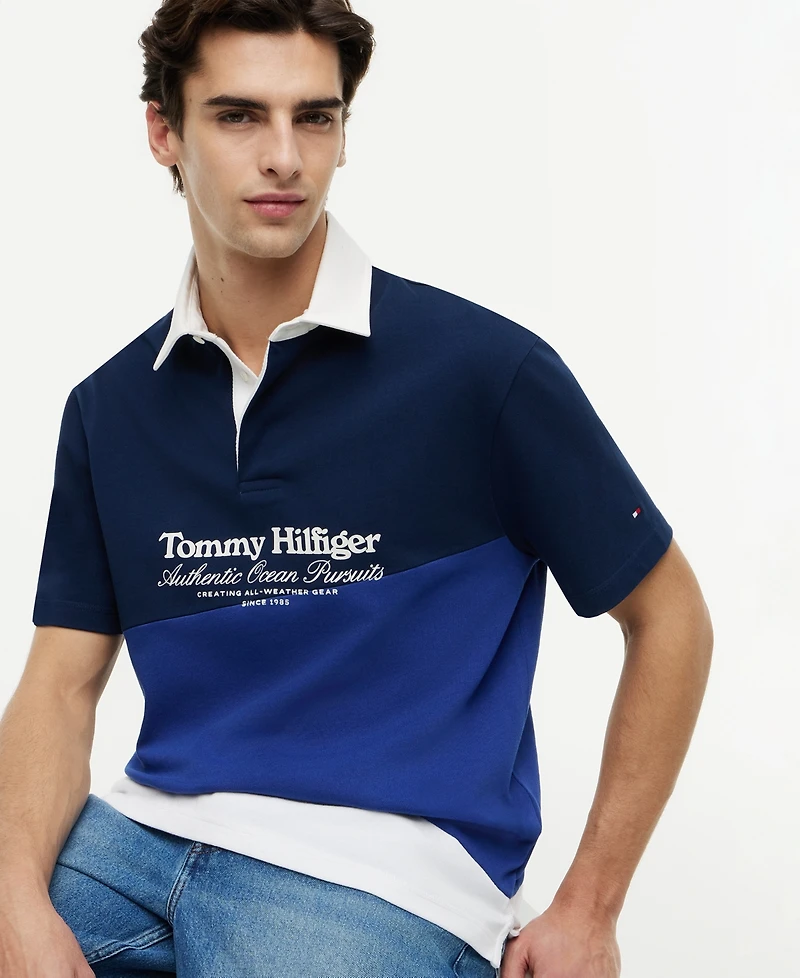 Tommy Hilfiger Men's Graphic Color-Block Polo Shirt