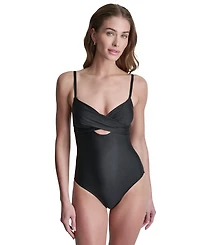 Dkny Women's Keyhole Twist Tummy Control One-Piece Swimsuit