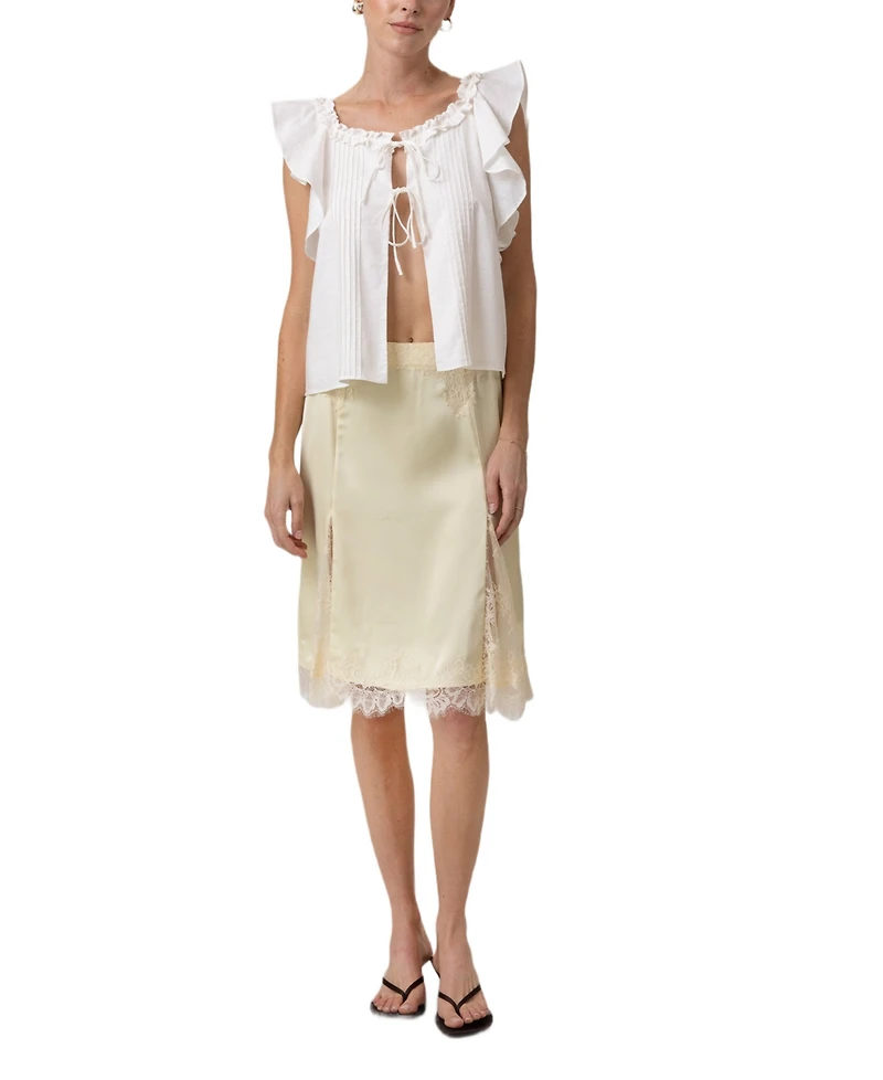 Line & Dot Women's Emel Lace Godet Midi Skirt
