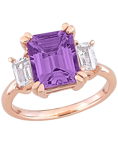 Macy's Amethyst (3-1/5 ct. t.w.) & White Topaz (3/4 Ring 18k Rose Gold Plated Sterling Silver (Also Available Garnet Blue Topaz)
