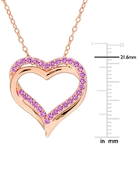 Macy's Created Pink Sapphire (1/2 ct. t.w.) Pendant Necklace in 18k Rose Gold Flash Plated Sterling Silver