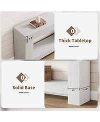 gaomon Farmhouse 2 Tier Entryway Console Table, Long White Sofa Table with Open Storage for Entrance or Living Room