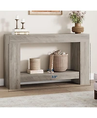 gaomon Entryway Console Table, Farmhouse 2-Tier Entryway Table, Long Sofa Accent Table Behind Couch Table with Open Storage for Entrance, Living Room