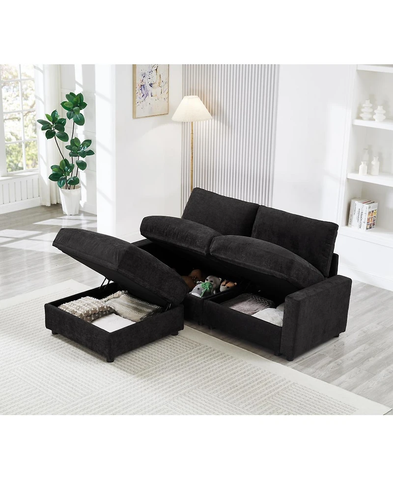 Streamdale Furniture Modular L-Shape Sectional Sofa w/ Ottoman