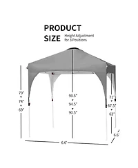 Gouun 6.6 x 6.6 ft Pop Up Canopy Tent with Three Height Settings Roller Bag and Weight Bags