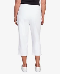 Alfred Dunner Plus Classic Super Stretch Denim Fringe Capri Pants