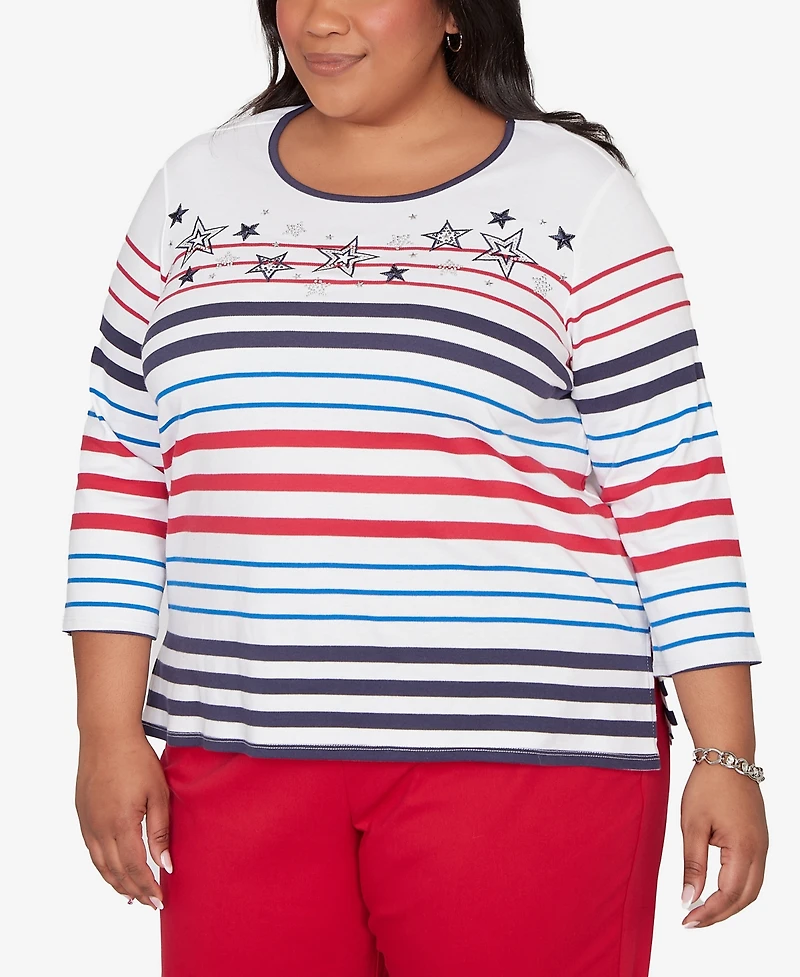 Alfred Dunner Plus Lady Liberty Stars And Stripes Americana Top