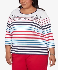 Alfred Dunner Plus Lady Liberty Stars And Stripes Americana Top