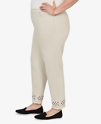 Alfred Dunner Plus Detail Driven Geometric Cut Out Flat Front Ankle Pants