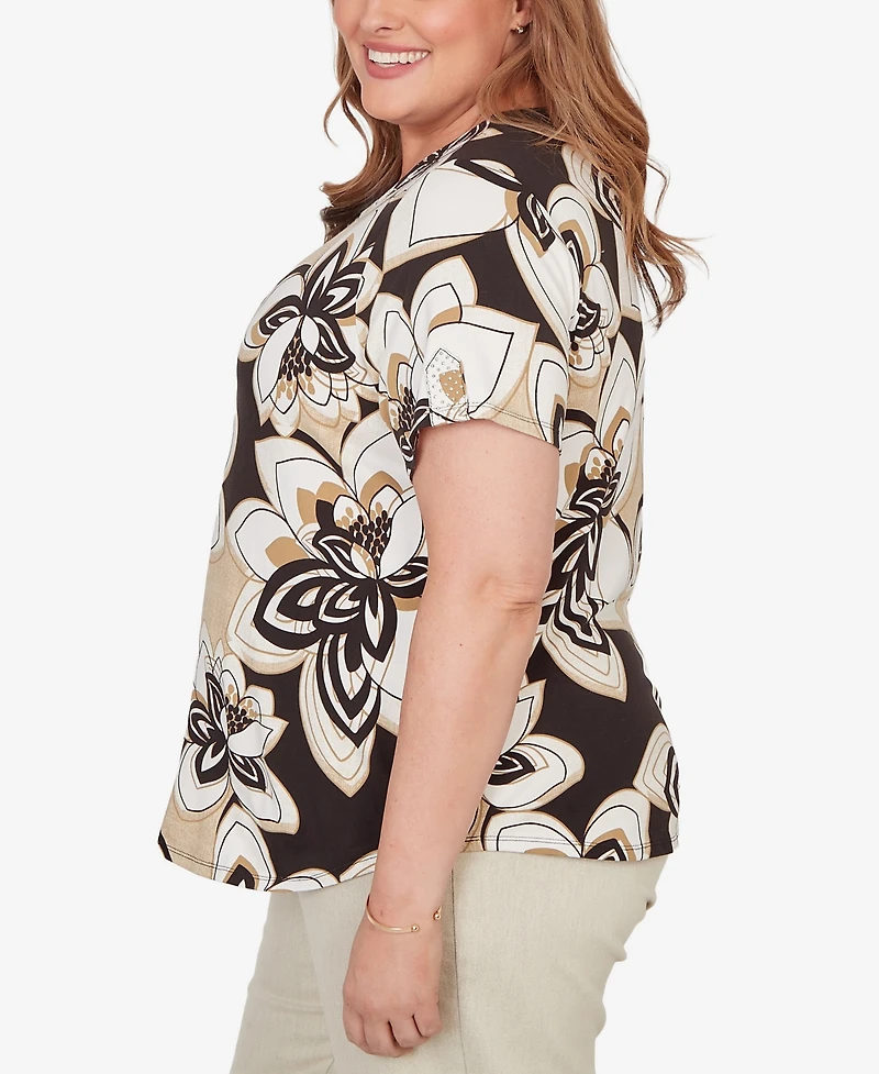 Alfred Dunner Plus Detail Driven Floral Stained Glass Short-Sleeve T-Shirt