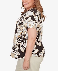 Alfred Dunner Plus Detail Driven Floral Stained Glass Short-Sleeve T-Shirt