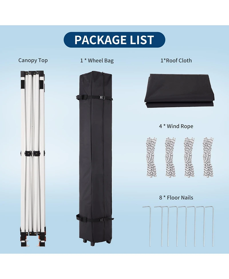 Homfan 10x10 Ft Heavy-Duty Pop-Up Canopy Tent with Roller Bag, 1-Minute Setup Upf 50+ Waterproof Outdoor Sun Shade for Beach, Market and Patio