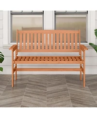 Slickblue 2-Person Patio Loveseat with Slatted Backrest and Comfortable Armrests