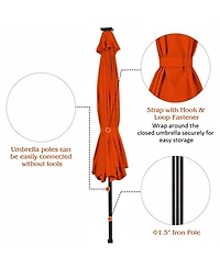 Gouun 10 ft Solar Led Patio Market Umbrella with Push-Button Tilt and Crank Lift