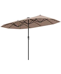 Gouun 13 ft Double-Sided Patio Umbrella with 108 Solar Led Lights and Crank Handle