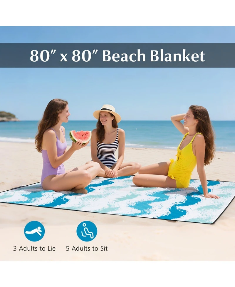 Gouun 4-Piece Beach Umbrella Set with Two Foldable Chairs Upf 50+ Canopy and Picnic Blanket